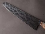 Zay Knives - 1084 15n20 Carbon Mosaic Damascus - 10  Chef Knife - Copper Bolster, Grey Dyed Maple, & Blue Dyed Maple Handle For Discount