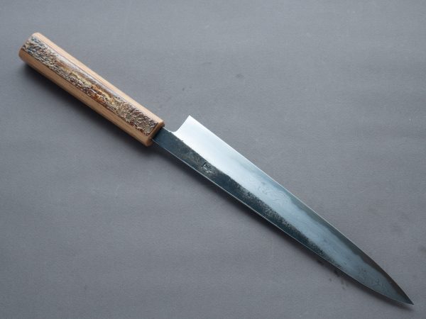 HADO - Sumi - Blue #1 - Damascus Kurouchi - 240mm Sujihiki - Oak and Cherry Bark Handle Discount