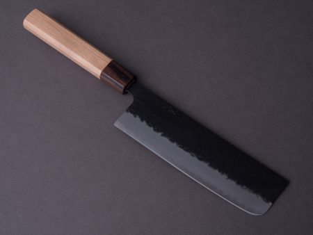 Hitohira - Futana - Super Blue - Kurouchi Tsuchime - 165mm Nakiri - Cherry Handle Online now