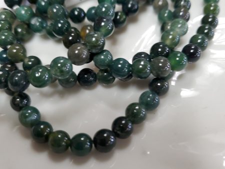 Men s Moss Agate - Bead Bracelet 8 mm Hot on Sale