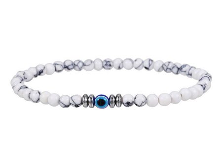 Howlite Gemstone with Evil Eye 4mm Bracelet For Discount