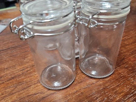 Glass Jar with Hinged Stopper Apothecary Herb Jar 3  Tall X 2 Online