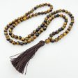 Tiger s Eye Zen Unknotted 108 Bead Mala - Prayer Beads - 8mm For Sale