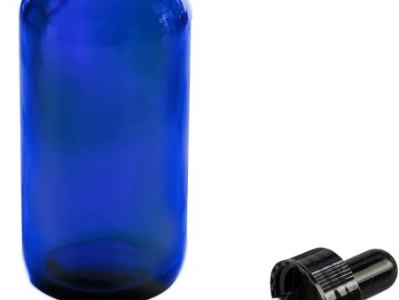 Cobalt Blue Glass Bottles- 2 oz with dropper on Sale