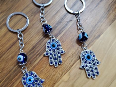 Hamsa Hand Keychain Evil Eye Silver Keychain Hot on Sale