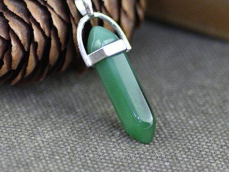 Bi - Point Gemstone Pendants - Dark Green Jade on Sale