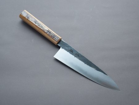 HADO - Sumi - Blue #1 - Damascus Kurouchi - 210mm Gyuto - Oak and Cherry Bark Handle - Extra Height Online Sale