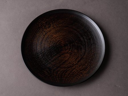 Komon - Tomoaki Nakano - Urushi Lacquerware - 9.5 Inch Line Pattern Plate For Discount