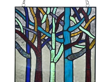 Rainbow Forest Stained Glass Window Panel For Cheap