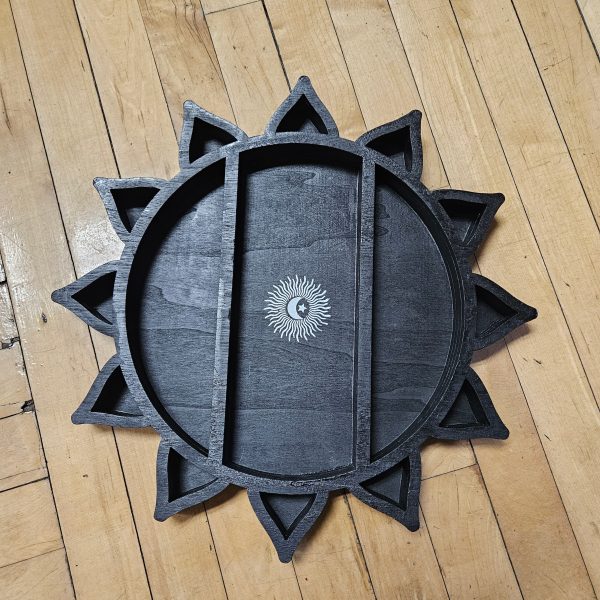 Wooden Wall Celtic Sun Display, 14  Black For Sale