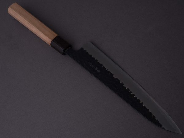 Hitohira - Futana - Super Blue - Kurouchi Tsuchime - 210mm - Gyuto - Cherry Handle Sale