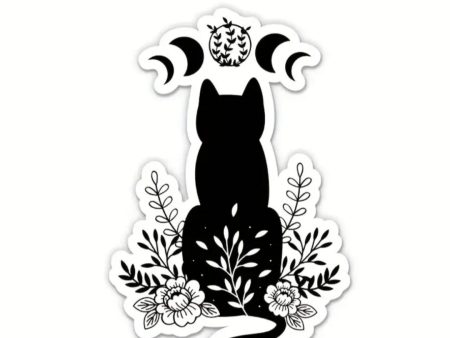 Cat Moon Phase Vinyl Sticker   Car Decal Online Sale