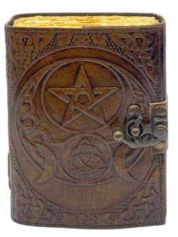 Pentagram and Triquetra Aged Looking Paper leather w  latch 4 x 7  Discount