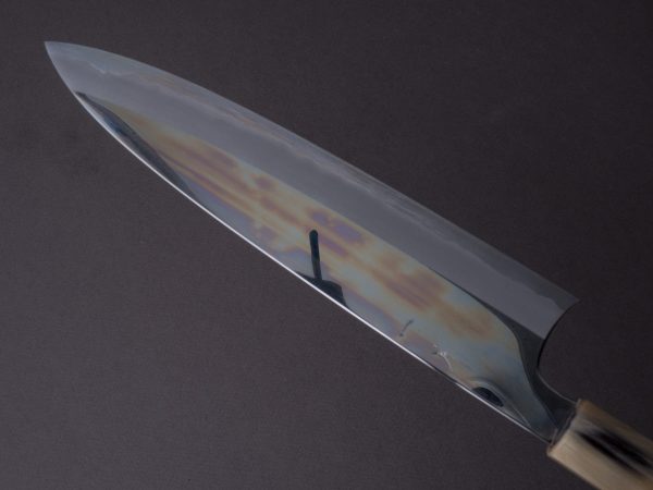 Hitohira - Togashi - Blue #1 Stainless Clad - Mirror Polished - 240mm Gyuto - Tahei Makassar Ebony Handle For Sale