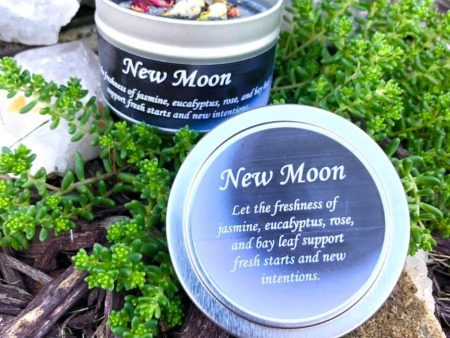 Magical Crystal and Herb Candle Tin - New Moon Cheap