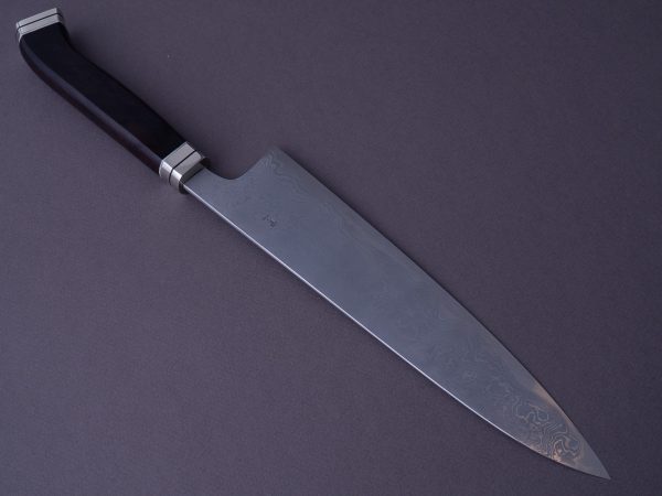 Hitohira - Tanaka x Yohei - Blue #1 Damascus - 240mm Gyuto - Ebony Fusion Handle Sale