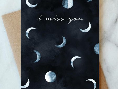 Miss You Moons Card, Greeting Card Supply