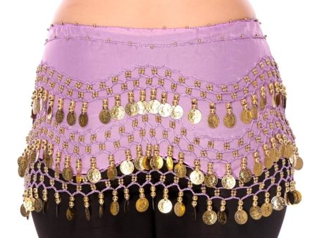 Belly Dance Coin Skirt   Hip Scarf Gold Coins (Small   Med) Lilac Online