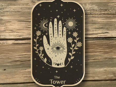 Handcrafted Tower Tarot Card Wood Magnet Hot on Sale