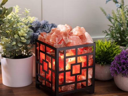 Himalayan Salt Square Basket Lamp 6 - 7 lb Online now