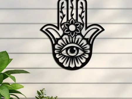 Hamsa Hand with Evil Eye Metal Wall Iron Art on Sale