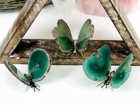 Butterfly Crystal Agate Art - Green on Sale