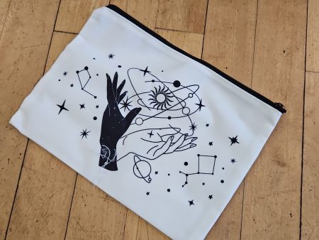 Zippered Tarot Bags - Mystic Hands and Cosmic (White) on Sale