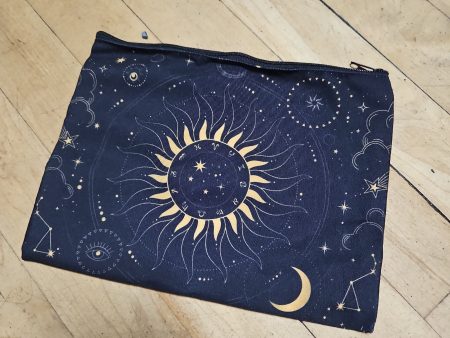 Zippered Tarot Bags - Sun and Zodiac  (Black) For Discount