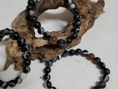 Banded Agate, Black - Bead Bracelet 8 mm Online