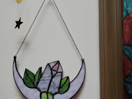 Moon and Crystal Stain Glass Hanging Online