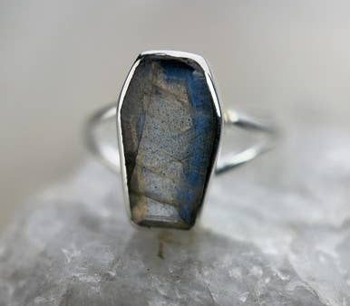 Labradorite  Coffin Ring Sterling Silver on Sale