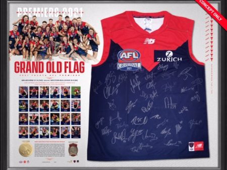 MELBOURNE 2021 PREMIERS TEAM SIGNED GUERNSEY Discount