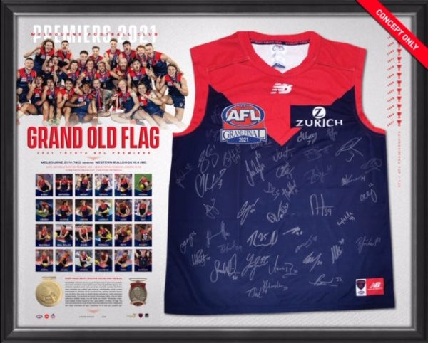 MELBOURNE 2021 PREMIERS TEAM SIGNED GUERNSEY Discount