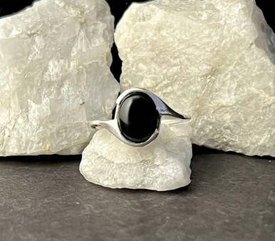 Black Onyx Sterling Silver Ring Cab Twist Online Sale