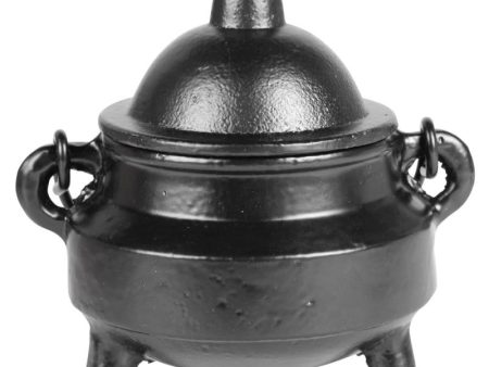 Cast Iron Cauldron with lid 4  tall on Sale