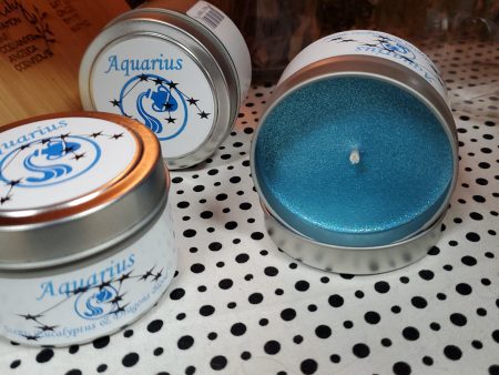 Aquarius Astrological Candle Tin 4 oz. Hot on Sale