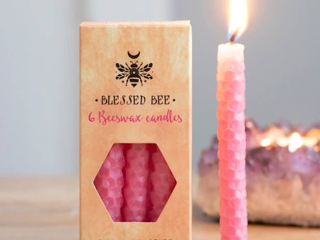 Blessed Be Pink Beeswax Chime Candles - 6 Pack Supply