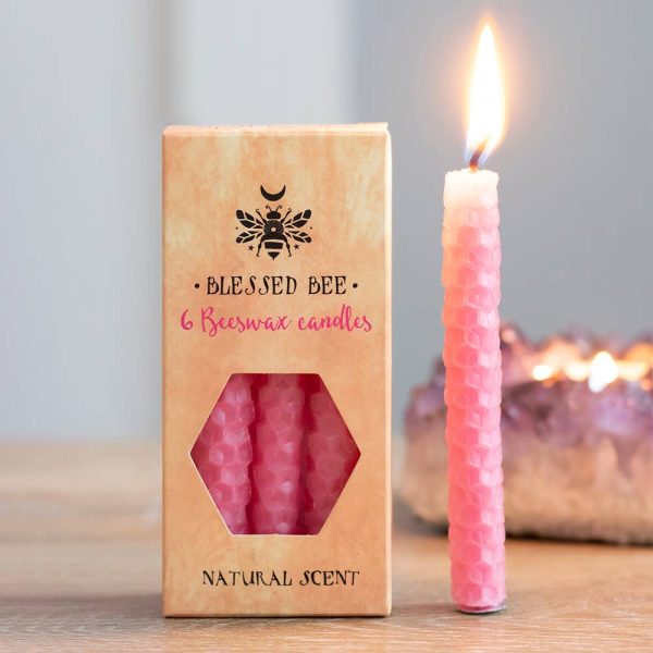 Blessed Be Pink Beeswax Chime Candles - 6 Pack Supply