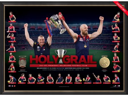 OFFICIAL MELBOURNE HOLY GRAIL PRINT FRAMED 2021 AFL PREMIERS Online now