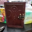 Triple Moon Goddess Embossed Brown Leather Journal w  latch 5 x 7  (Maiden, Mother, Crone) Online Hot Sale