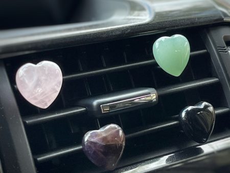 Crystal   Gemstone Heart Shaped Car Vent Clips 3 4  - Various For Cheap