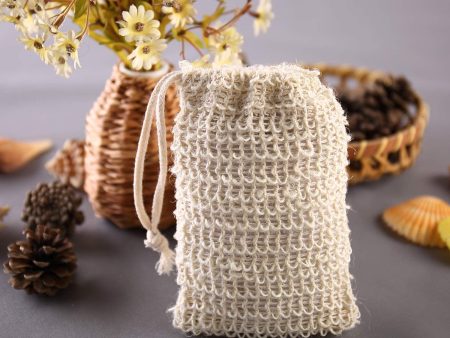 Jute Cotton Exfoliating Soap Bag with Drawstring Online Hot Sale