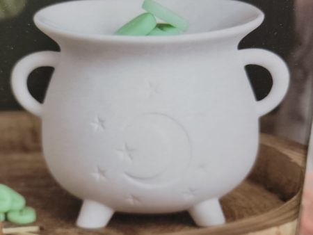 White Mystical Moon Cauldron Oil Burner Hot on Sale