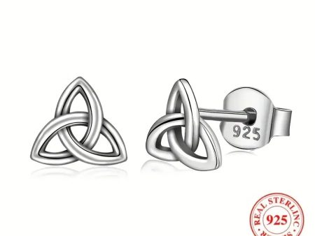 Sterling Silver 925 Triquetra Stud Earrings For Cheap