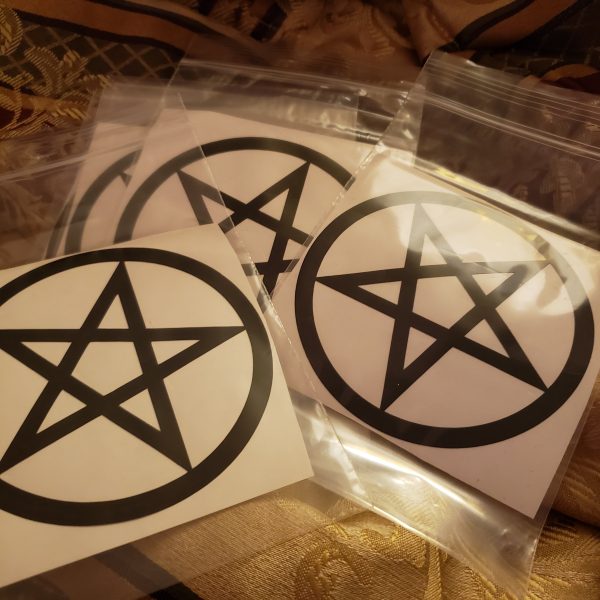 Black Pentacle   Pentagram Sticker    Decal 3 1 2 inches Fashion