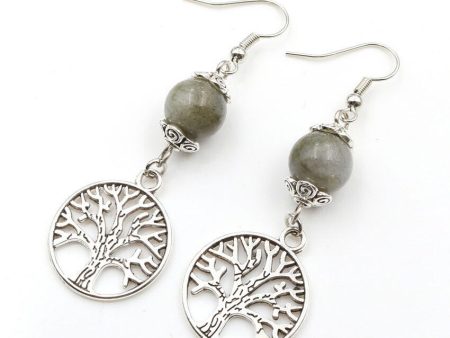 Gemstone   Crystal Tree of Life Earrings Fashion