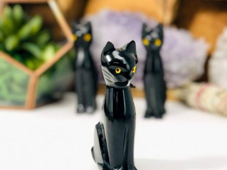 Black Onyx Carved Cat 4  Sale