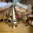 Brass Hanging Incense Burner with Beading - Med Cheap