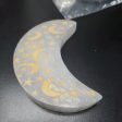 Selenite Moon with Engraved Gold Moon and Stars Cheap