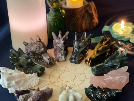 Carved Gemstones Dragon Heads, Large - Various Online Sale